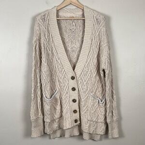 Free People Sweater Women S Cardigan Chunky Cable Knit Oversized Slouchy V-Neck